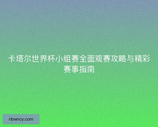 卡塔尔世界杯小组赛全面观赛攻略与精彩赛事指南
