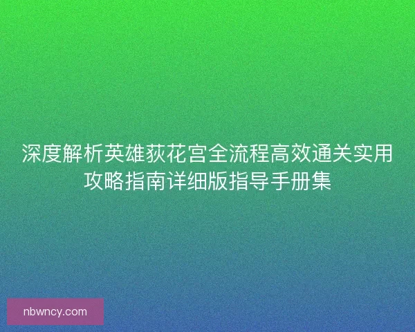 深度解析英雄荻花宫全流程高效通关实用攻略指南详细版指导手册集